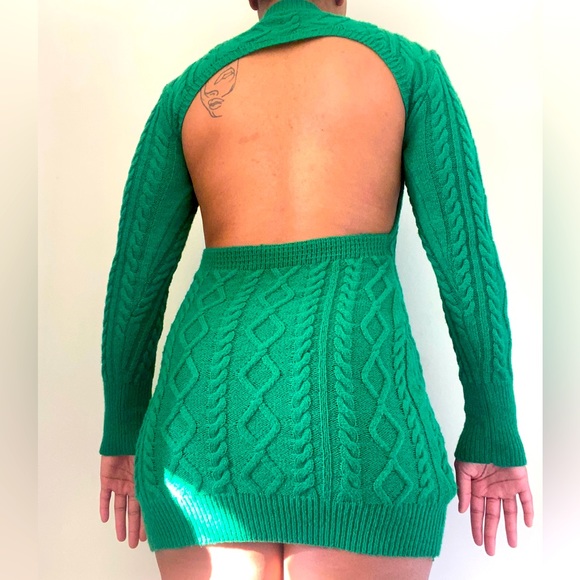 SHEIN Green Sweater Long Sleeve Dress, Size 4 - Picture 3 of 3